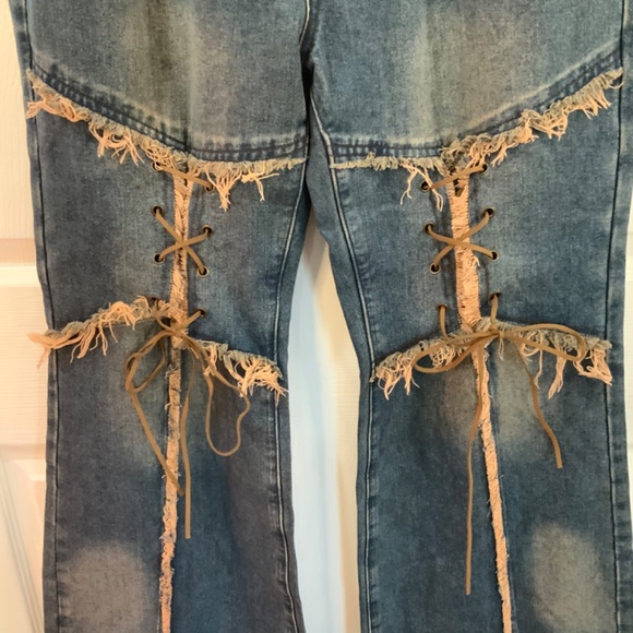 CIDER VINTAGE RAW EDGE WASH HIPPIE FLARED JEANS SIZE XL - Picture 6 of 11